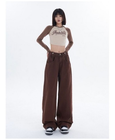 Women's Pants 2022 Fall Winter Streetwear Coffee High Waist Baggy Jeans Fashion Girl Student Jeans Wide Leg Mom Denim Pants N...