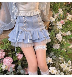 Japanese Kawaii Mini Skirt Women Summer Casual Designer Elegant Lolita Sexy Skirt High Waist Lace Bandage Y2k Sweet Skirt 202...