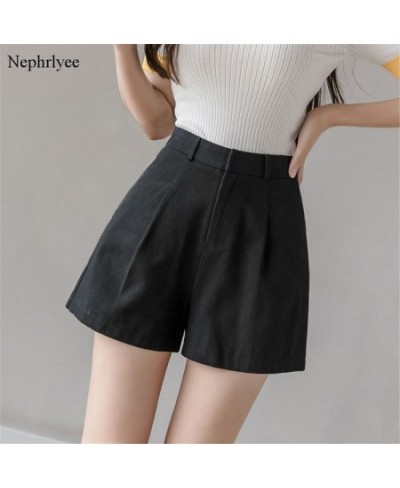 2023 New Women Cotton Shorts Female Korean Style Loose Fashion Elegant Shorts Ladies Solid High Waiste A-Line Shorts SHT048 $...