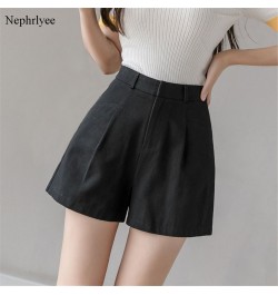 2023 New Women Cotton Shorts Female Korean Style Loose Fashion Elegant Shorts Ladies Solid High Waiste A-Line Shorts SHT048 $...