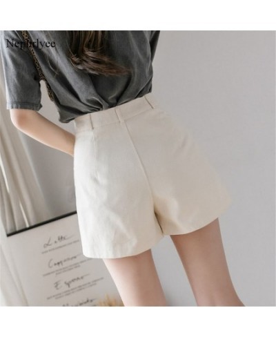 2023 New Women Cotton Shorts Female Korean Style Loose Fashion Elegant Shorts Ladies Solid High Waiste A-Line Shorts SHT048 $...