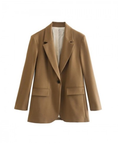 Women Blazer 2023 Fashion Blazer Coat Monochrome Button Decoration Loose Casual Suit Coat Casual Blazer $58.06 - Suits & Sets