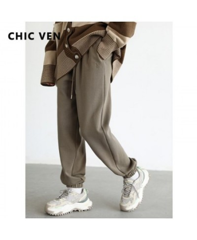 Women's Pants Streetwear High Waist Sports Casual Sweatpants Elastic Waist Thick Warm Plush Trousers Autumn Winter 2022 $72.2...