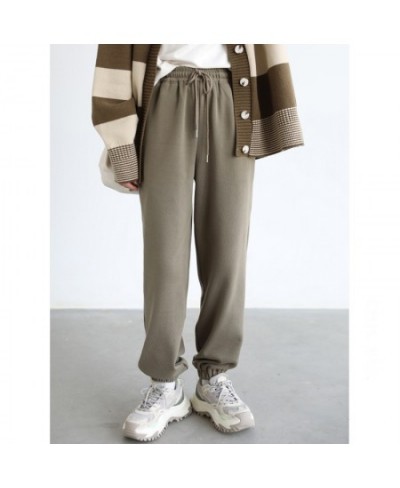 Women's Pants Streetwear High Waist Sports Casual Sweatpants Elastic Waist Thick Warm Plush Trousers Autumn Winter 2022 $72.2...