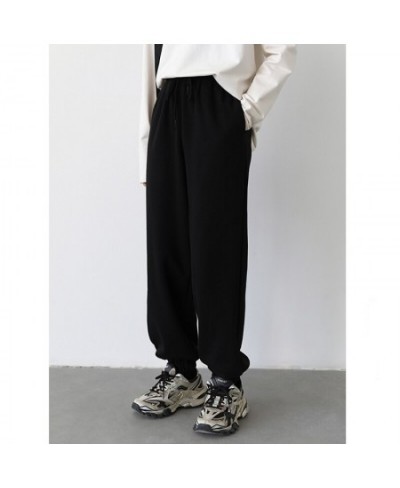 Women's Pants Streetwear High Waist Sports Casual Sweatpants Elastic Waist Thick Warm Plush Trousers Autumn Winter 2022 $72.2...