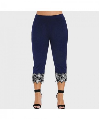 Fleece Lined Leggings Women Plus Size Summer Solid Color Stitching Lace Large Sports Yoga Leggings ropa mujer $23.56 - Bottoms