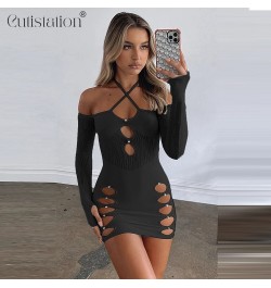 Coquette Black Cut Out Mini Dress Women Poster Halter Off Shoulder Sexy Girl Bodycon Dresses Nightclub Rave Outfits $31.42 - ...