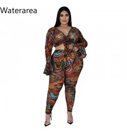 Plus Size Tiger Print Women's Sets Sexy V-neck Flare Sleeves Cropt Otp&pencli Pants 2Pcs Suit OL Slim Outfits 2023 $46.37 - P...