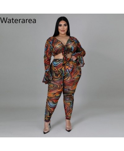 Plus Size Tiger Print Women's Sets Sexy V-neck Flare Sleeves Cropt Otp&pencli Pants 2Pcs Suit OL Slim Outfits 2023 $46.37 - P...