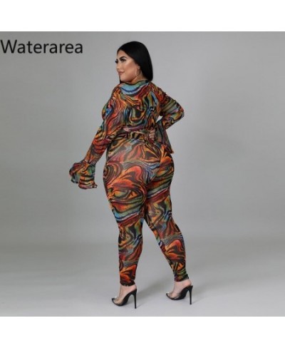 Plus Size Tiger Print Women's Sets Sexy V-neck Flare Sleeves Cropt Otp&pencli Pants 2Pcs Suit OL Slim Outfits 2023 $46.37 - P...