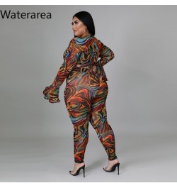 Plus Size Tiger Print Women's Sets Sexy V-neck Flare Sleeves Cropt Otp&pencli Pants 2Pcs Suit OL Slim Outfits 2023 $46.37 - P...