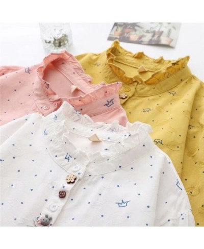 2023 New Spring Autumn Women Fashionable Cute Imperial Crown Printed Blouses Ladies Long Sleeve Stand Collar Shirts $40.08 - ...