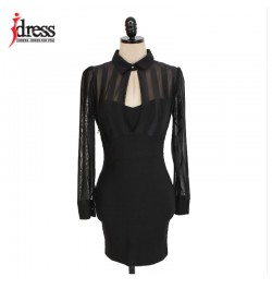 Women Patchwork Slim Fit See Through Sexy Mini Cocktail Party Dresses OL Workwear Sheer Mesh Bodycon Dress $36.30 - Dresses