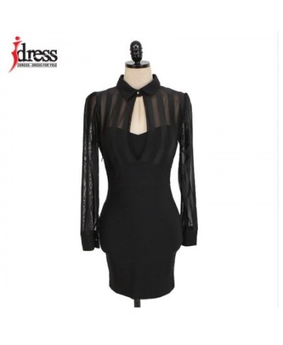 Women Patchwork Slim Fit See Through Sexy Mini Cocktail Party Dresses OL Workwear Sheer Mesh Bodycon Dress $36.30 - Dresses