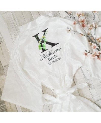 Wedding Bride Team Flower Print Custom Name Bridal Party Robes Bridesmaid Robes gift $31.59 - Sleepwears