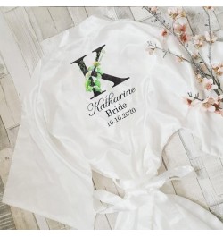 Wedding Bride Team Flower Print Custom Name Bridal Party Robes Bridesmaid Robes gift $31.59 - Sleepwears