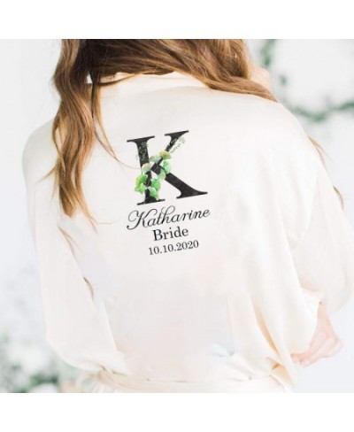 Wedding Bride Team Flower Print Custom Name Bridal Party Robes Bridesmaid Robes gift $31.59 - Sleepwears