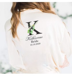 Wedding Bride Team Flower Print Custom Name Bridal Party Robes Bridesmaid Robes gift $31.59 - Sleepwears