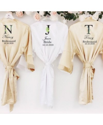 Wedding Bride Team Flower Print Custom Name Bridal Party Robes Bridesmaid Robes gift $31.59 - Sleepwears