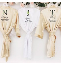 Wedding Bride Team Flower Print Custom Name Bridal Party Robes Bridesmaid Robes gift $31.59 - Sleepwears