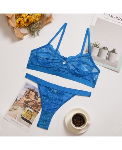 Sexy Underwear Set Woman 2 Pieces Lace Embroidery Sensual Lingerie Thongs Underwire Push Up Bra Exotic Sets $20.16 - Underwear