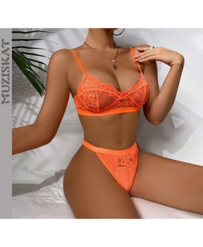 Sexy Underwear Set Woman 2 Pieces Lace Embroidery Sensual Lingerie Thongs Underwire Push Up Bra Exotic Sets $20.16 - Underwear