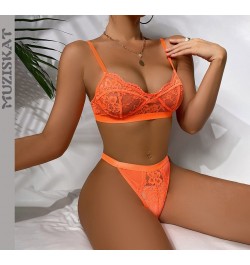 Sexy Underwear Set Woman 2 Pieces Lace Embroidery Sensual Lingerie Thongs Underwire Push Up Bra Exotic Sets $20.16 - Underwear