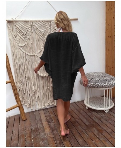 Front Knitted Flower Beach Cover Ups for Swimwear Women 2022 Summer Black Cape Loose Outlet Outfits White Holiday Swim Dresse...