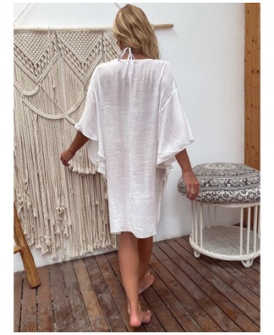 Front Knitted Flower Beach Cover Ups for Swimwear Women 2022 Summer Black Cape Loose Outlet Outfits White Holiday Swim Dresse...