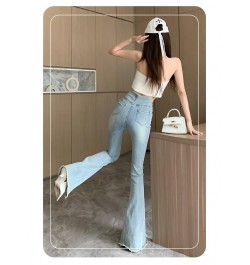 2023 Women Spring Skinny Solid Jeans High Waist Split Flare Pants Fashion Wide Leg Jean Pant Hip Hop Denim Trousers Female 69...