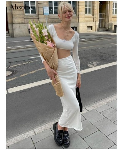 Flower Crop Top Low Waist Maxi Skirt Suit Women Dress Set Long Sleeve Square Collar Backless Lace-up Summer Outfit Y2K $46.04...