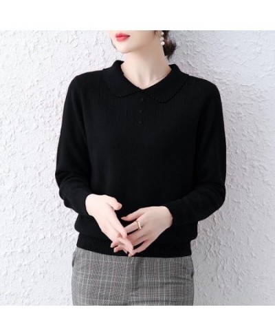 Autumn Winter Women Solid Knitted Sweaters Korean Fashion Long Sleeve Lapel All-match Casual Loose Bottoming Pullover Tops 20...