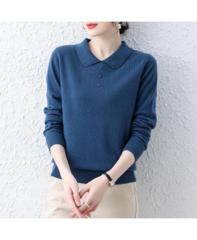 Autumn Winter Women Solid Knitted Sweaters Korean Fashion Long Sleeve Lapel All-match Casual Loose Bottoming Pullover Tops 20...