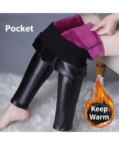 Woman Winter Open Crotch Sexy Black Leggings Fleece Added Pockets Gothic Hot Pants Gym Fitness Plus Erotic Crotchless Clubwea...