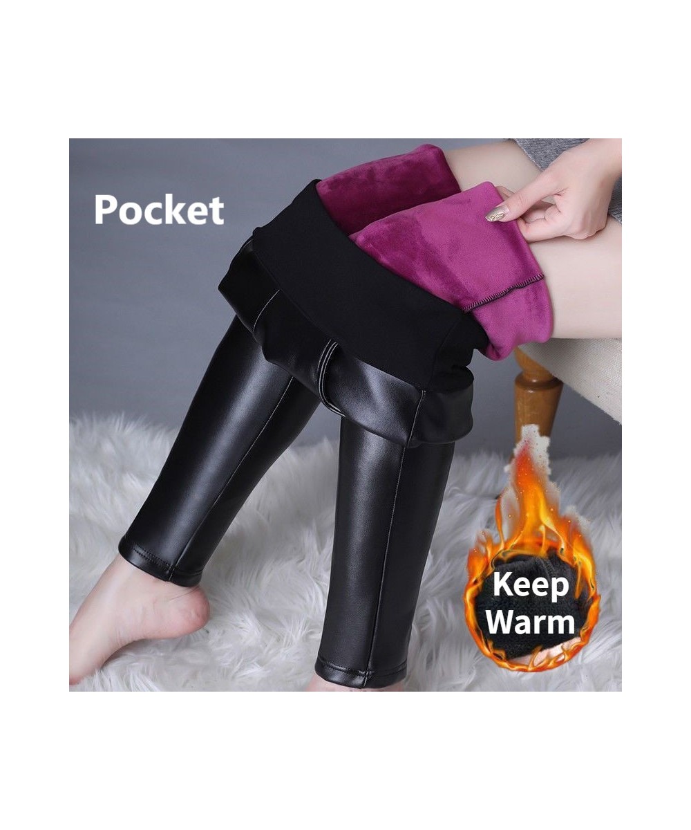 Woman Winter Open Crotch Sexy Black Leggings Fleece Added Pockets Gothic Hot Pants Gym Fitness Plus Erotic Crotchless Clubwea...