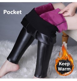 Woman Winter Open Crotch Sexy Black Leggings Fleece Added Pockets Gothic Hot Pants Gym Fitness Plus Erotic Crotchless Clubwea...