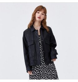 Jacket Women Texture Retro 2023 Autumn New Style Ladies Loose Pu Imitation Leather Sweet Cool Black Jacket Popular $85.68 - J...