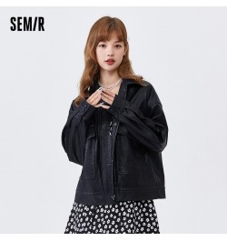 Jacket Women Texture Retro 2023 Autumn New Style Ladies Loose Pu Imitation Leather Sweet Cool Black Jacket Popular $85.68 - J...