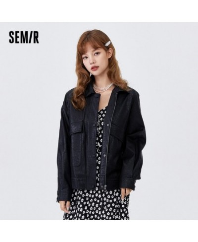 Jacket Women Texture Retro 2023 Autumn New Style Ladies Loose Pu Imitation Leather Sweet Cool Black Jacket Popular $85.68 - J...