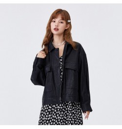 Jacket Women Texture Retro 2023 Autumn New Style Ladies Loose Pu Imitation Leather Sweet Cool Black Jacket Popular $85.68 - J...