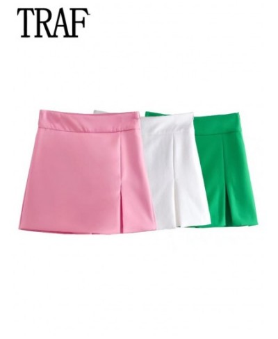 White High Waist Shorts Women Green Y2K Skirt Shorts Woman Summer Office Split Skort Fashion Streetwear Shorts for Women $33....