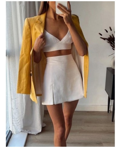 White High Waist Shorts Women Green Y2K Skirt Shorts Woman Summer Office Split Skort Fashion Streetwear Shorts for Women $33....