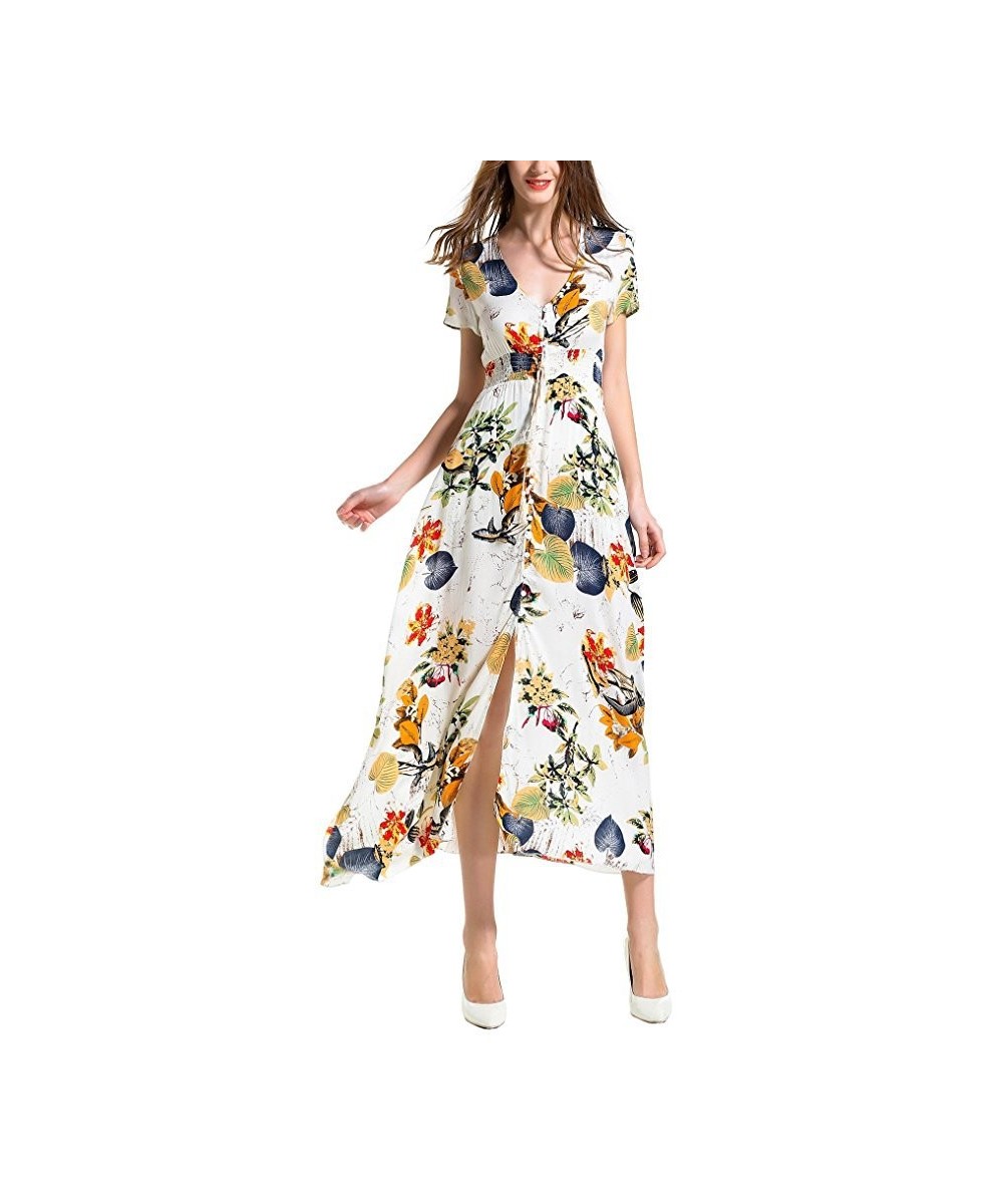 The New 2023 Bohemian National Wind Patterns on Holiday Wind Restoring Ancient Ways V-neck Long Sexy Print Dress $40.52 - Dre...
