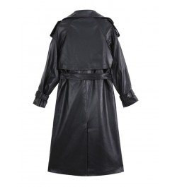 Fashion Women's Long PU Leather Trench Coat With Belt Lady Windbreaker Waterpoof Female Outerwear Autumn Black 2R3889 $105.23...