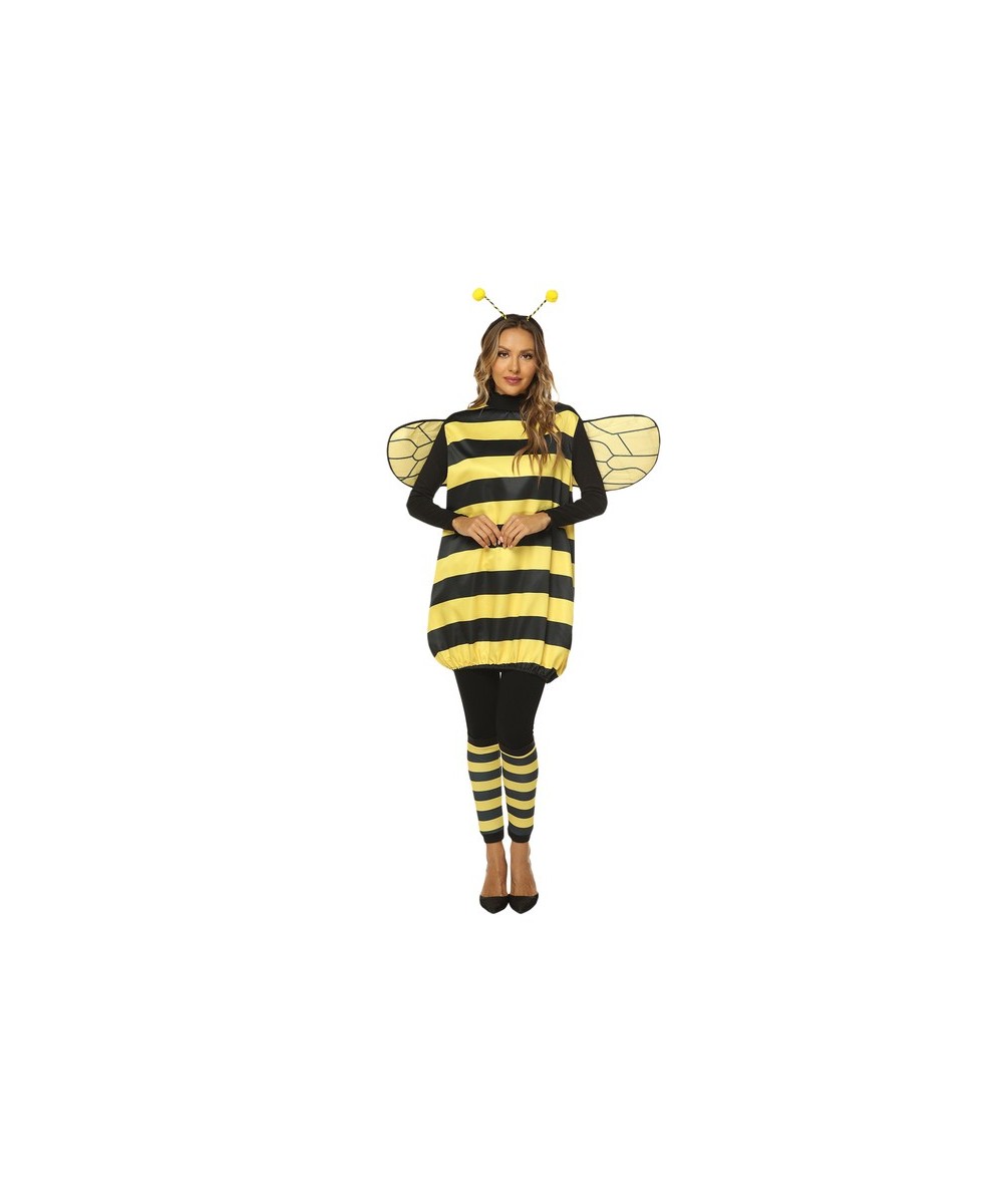 hirigin Women Cosplay Costume Set Halloween Bee Dress with Wings Headband Leg Sleeves for Role-playing Accessories $39.02 - S...