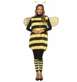 hirigin Women Cosplay Costume Set Halloween Bee Dress with Wings Headband Leg Sleeves for Role-playing Accessories $39.02 - S...