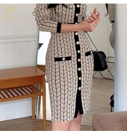 Single-Breasted Elegant Pencil Dress Women Simple Slim Elastic Knitted Sheath Bodycon Dresses Office Wear Vestidos $50.07 - D...