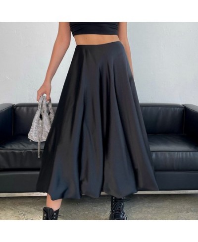 New Fashion Satin Women's Skirt Elegant High Waist Office Women's Ankle-length Skirt Casual Loose Skirt Women's Clothing $49....
