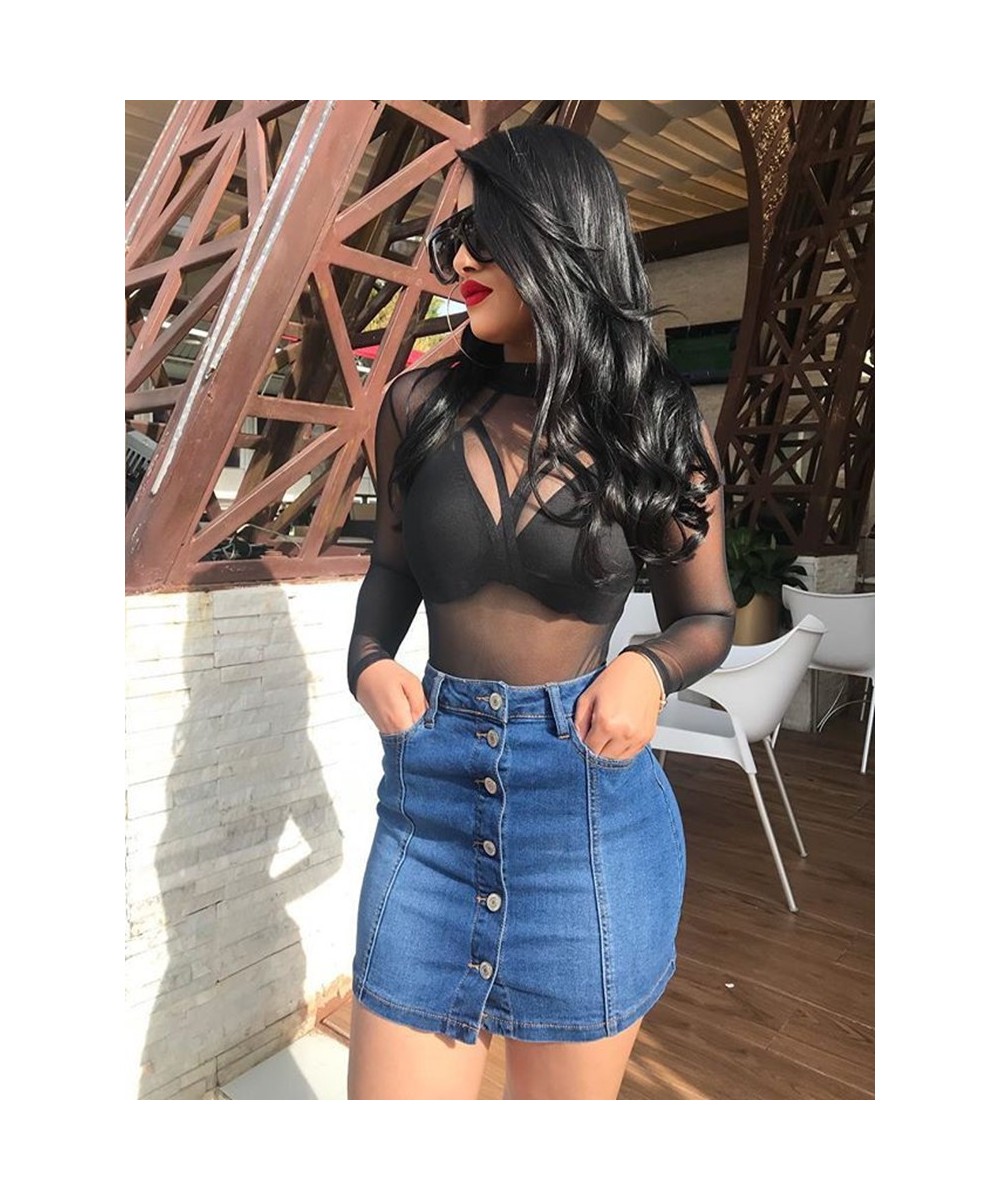 2022 New Summer Denim Short Skirt For Women Fashion Casual Button Sexy Mini Jeans Skirt S-2XL Global $33.14 - Skirts