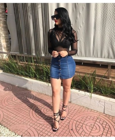 2022 New Summer Denim Short Skirt For Women Fashion Casual Button Sexy Mini Jeans Skirt S-2XL Global $33.14 - Skirts